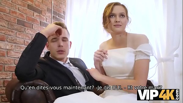 VIP4K. Beauté en robe de mariée_suce une bite d'étrangers etse fait baiser