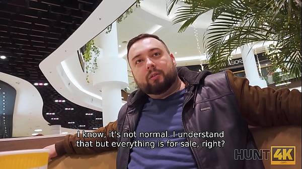 HUNT4K. Belle with red hair fucked by stranger in toilet in front of BF 