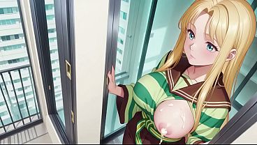 Blonde Maid Flushed Behind Bar in Tight Uniform