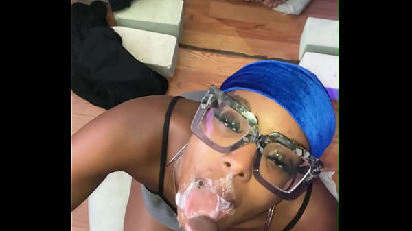 Pretty Face Slim Ebony Slut With Glasses Showing Ass, Toes, And Soles In The Mirror While Deep-throating Bbc Sloppy For A Facial And Throatpie thumbnail