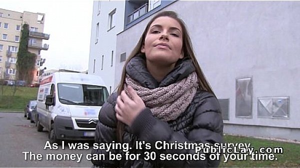 Sexy blonde Euro amateur fucks outdoor 