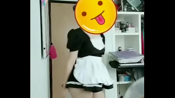 Moving the booty in maid costume 