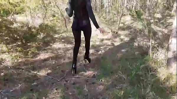 High heels and walking in the woods 