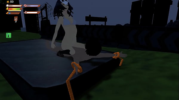 Sex scene on a mattress in 3d game "femdom university"