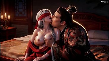 Cuckold Husband Watches Fat Bull Fuck His Blindfolded Red Concubine, E AI-generated