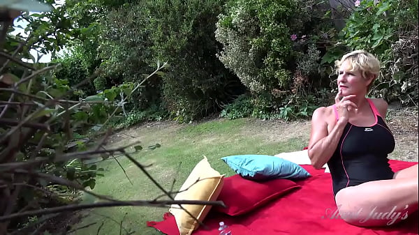 AuntJudys Busty_Mature MILF Ms Molly gets horny_in the Sun