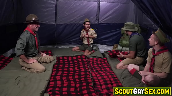 Damien and Serg foursome anal sex inside the scout tent 