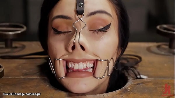 Slim bound brunette fucked with_dildo