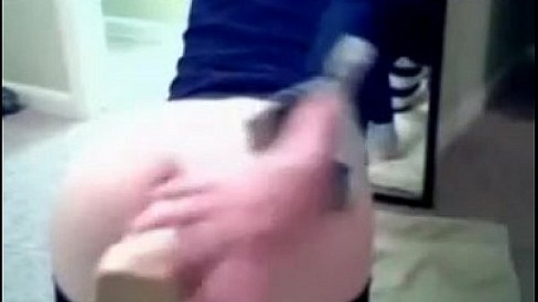 Hot Shemale fucks his shaved ass with a big dildo 