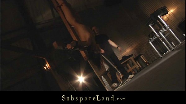 Vickysuck dick tied up and suspended_by a cross