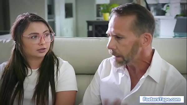 Small tits stepdaughter has short attention span so her stepdad spanks licks her busty stepmoms pussy as shes fucked and they give him a bj