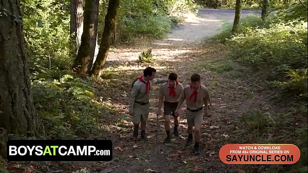 Boys At Camp - Camper Grey Threesome With Camp Leaders To Earn Some Credit And The Elusive Badge 