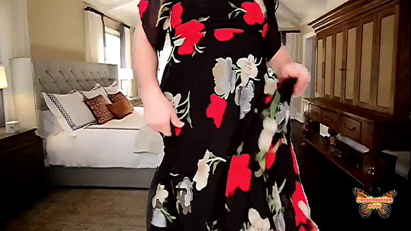 SEXY Dancer ladyboy cheating at stepmom's room with her dresses 