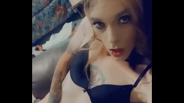 Hot Shemale in Sexy Lingerie Bikini Strokes Her Tiny Dick 