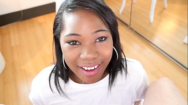 Play MP4 - ASHANTI MILLER Cute 19 YO Ebony Black Cutie POV Blowjob and Huge Cum Load Swallow
