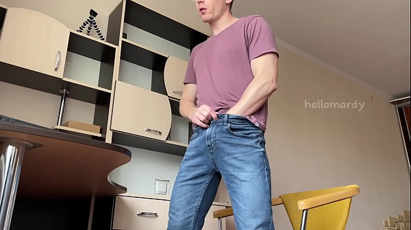 Stud Boy in Blue Jeans Jerk Dick after Study 