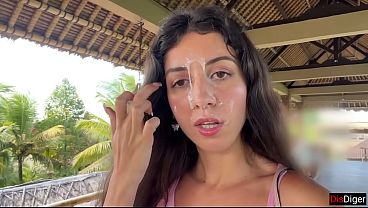 Girl Asks Waiter to Cover Her Face with Cum in Public Cafe to Eat Burger