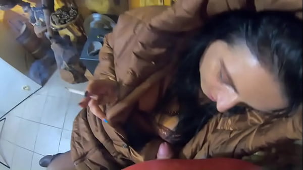 Preview milfycalla smoking and a lot of cum on my new light brown long jacket 181 i really like to suck cock while wea 