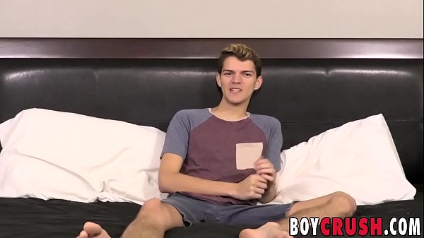 Skinny twink Max Rose jerks off solo during an interview