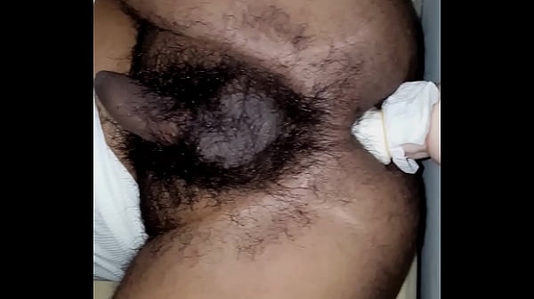 Young Male using wall to fuck himself with dildo