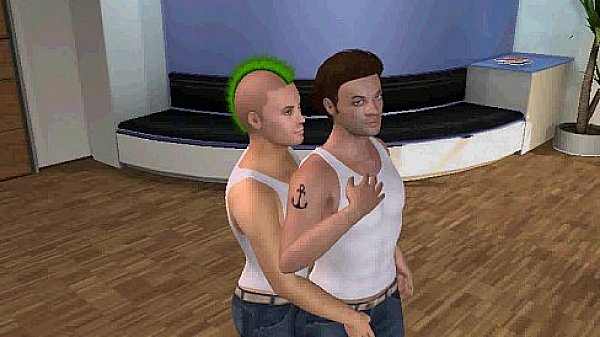 Horny 3D cartoon punk stud getting his cock sucked 