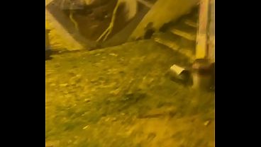 Amateur boy catches his friend pissing in the street and touches his cock 