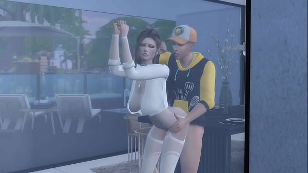 Sims 4: Wife fucks with the house service 