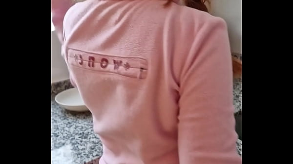 Spanish girl fucking and sucking in the kitchen blowjob pussy fuck big ass slut redhead 