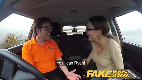 Fake driving school nervous student drives teacher nuts before they fuck like crazy in the backseat