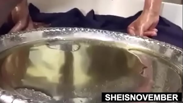 My chubby ass and pussy peeing closeup covered in oil naked urinating while i squat as gigantic nipples big boobs shaking cute young beautiful bbw sheisnovember sensual pee spreading her nude vaginal hole open by msnovember