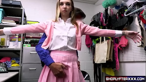 A compulsive thief_is caught again_and is fucked again by the security officer penetrating_her wet_and tight pussy