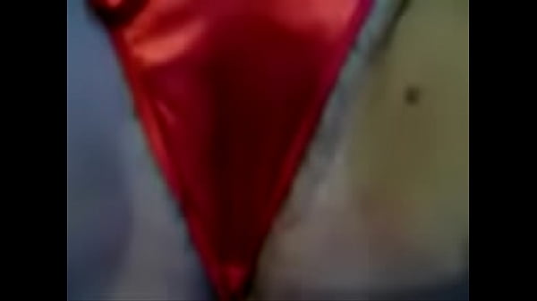 Red satin thong cum