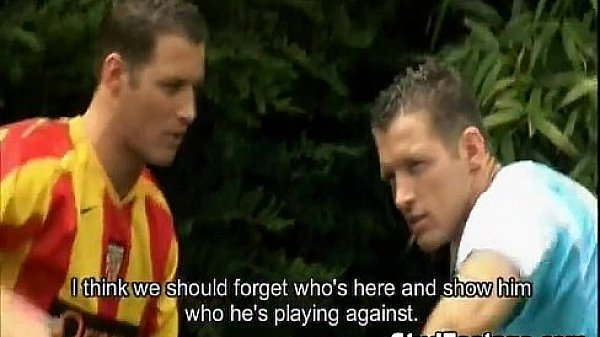 Hot soccer players having a threesome 