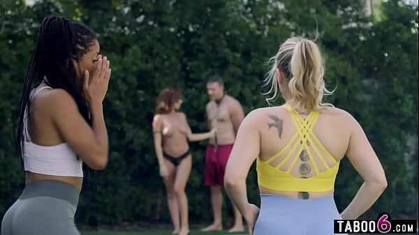 Jogging babes_stumble_across MILF in her backyard withher boytoy