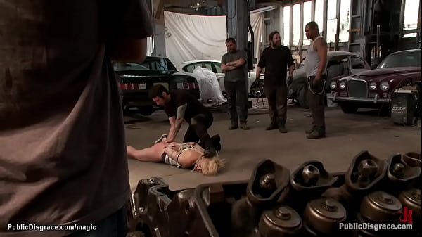 Blonddeep throat fucked in public