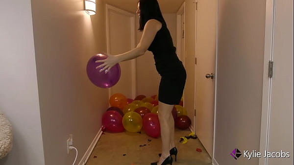 Balloon Fetish Popping Balloons In The Hallway - Kylie Jacobs thumbnail