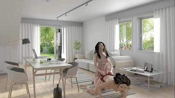 Her back is getting used on the floor, animation 