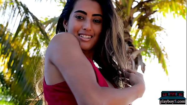 Petite latinateen KatherinneSofia solo striptease for Playboy outdoor