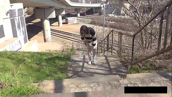 Stopping to pee on steps 