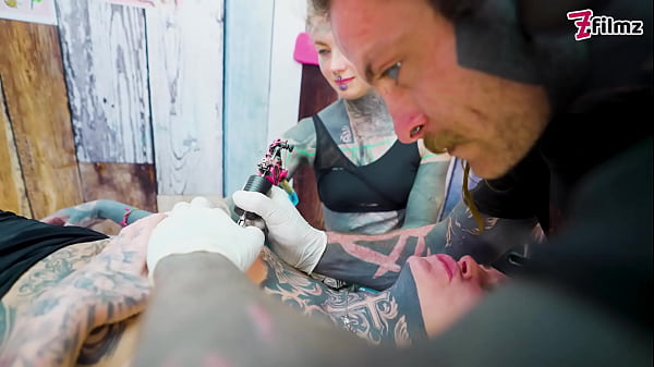 Tattooed pair big dick foursome merry gets inked 