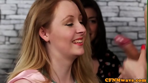 Gorgeous cfnm babe_wanking_dick at_henparty