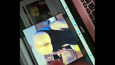 Tribute 5 Sub Jerking his Cum over his Laptop over my Ass Pic