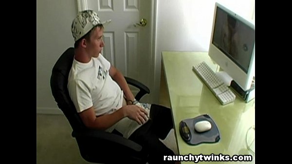 Play MP4 - Cute blonde twink Caden watches gay porn