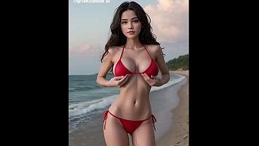 Nonton Pretty Face Bikini Girl With Big Tits Wet Skin Reverse Cowgirl Boobjob Titjob [ai] thumbnail