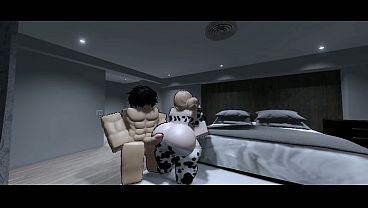 Breedable little slut wearing a cow fit taking what she wants Roblox condo
