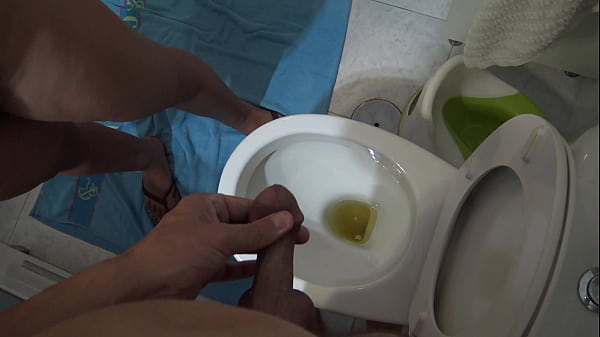 Perverted kinky stepmom orders stepson to piss in the toilet before her