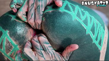 Inked Hippie's Solo Dildo Ass play and ANAL Fuck Big Cock 