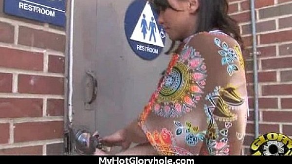 Ebony teen shows off her blowjob skills at gloryhole 22 