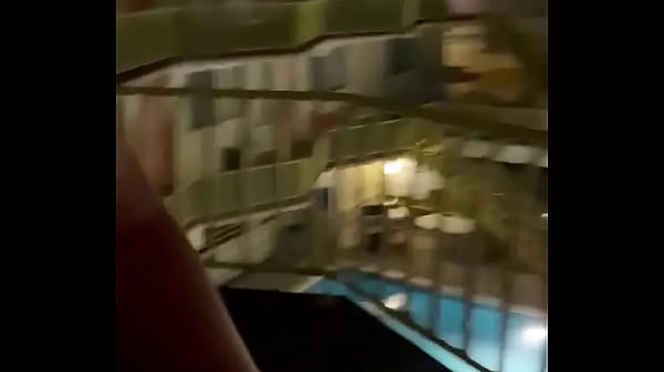 Public getting sucked and fucked on the balcony