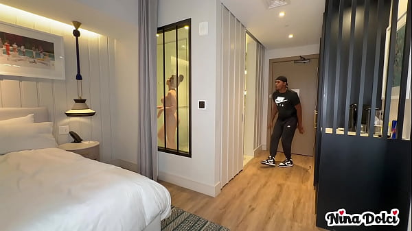 Horny milf nina dolci busted the bellboy slow stroking 